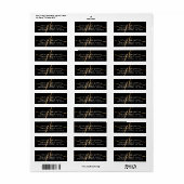 Elegant Monogram Script Initialen Black Gold Moder Etiket (Full Sheet)