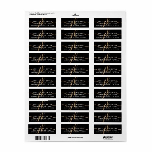 Elegant Monogram Script Initialen Black Gold Moder Etiket (Full Sheet)