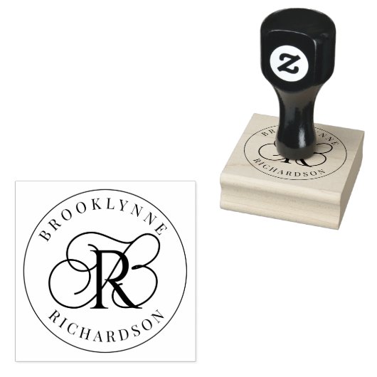 Elegant monogram script Initialen en naam Rubberstempel (Gestempeld)