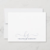 Elegant Monogram Script Initialen Navy Blue Notitiekaartje (Voorkant)