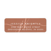 Elegant Monogram Script Initialen Terracotta Etiket (Voorkant)