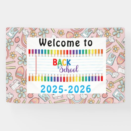 Elegant Monogram Script Kantoor School Spandoek (Horizontaal)