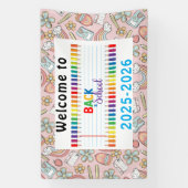 Elegant Monogram Script Kantoor School Spandoek (Verticaal)