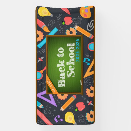 Elegant Monogram Script Kantoor School Spandoek (Verticaal)