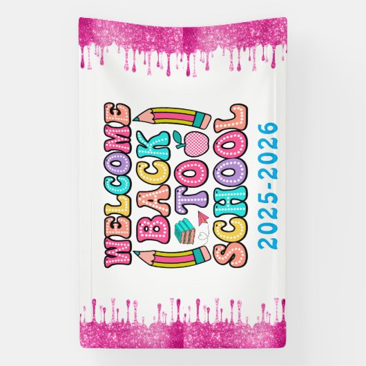 Elegant Monogram Script Kantoor School Spandoek (Verticaal)