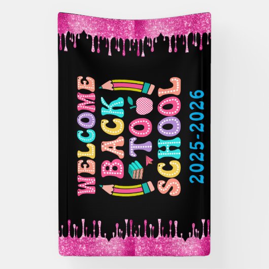 Elegant Monogram Script Kantoor School Spandoek (Verticaal)