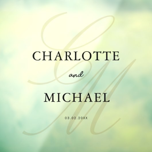 Elegant, Monogram, Script-lettertype Raamsticker (Vel 3)