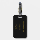 Elegant Monogram Script Modern Black Gold Voeg naa Bagagelabel (Achterkant verticaal)