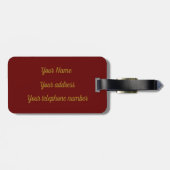 Elegant Monogram Script Modern Burgundy Red Gold Bagagelabel (Achterkant horizontaal)