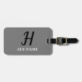 Elegant monogram script modern grijs zwart Naam to Bagagelabel (Voorkant horizontaal)