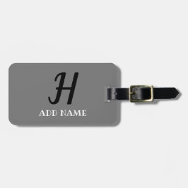 Elegant monogram script modern grijs zwart Naam to Bagagelabel