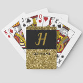 Elegant Monogram Script Modern Zwart Goud eenvoudi Pokerkaarten (Achterkant)