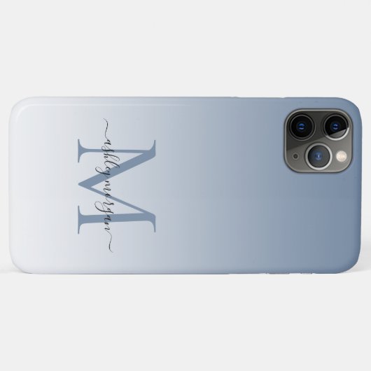 Elegant Monogram Script Naam  Blauw Case-Mate iPhone Case (Achterkant (horizontaal))