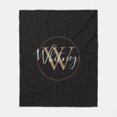 Elegant monogram script naam goud en zwart fleece deken (Voorkant)