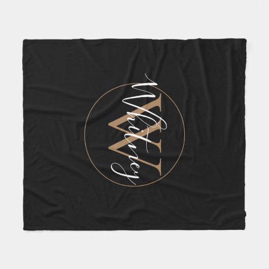 Elegant monogram script naam goud en zwart fleece deken (Voorkant (Horizontaal))