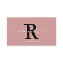 Elegant Monogram Script Naam Initiaal Dusty Pink