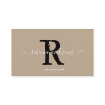 Elegant Monogram Script Naam Initiaal Taupe