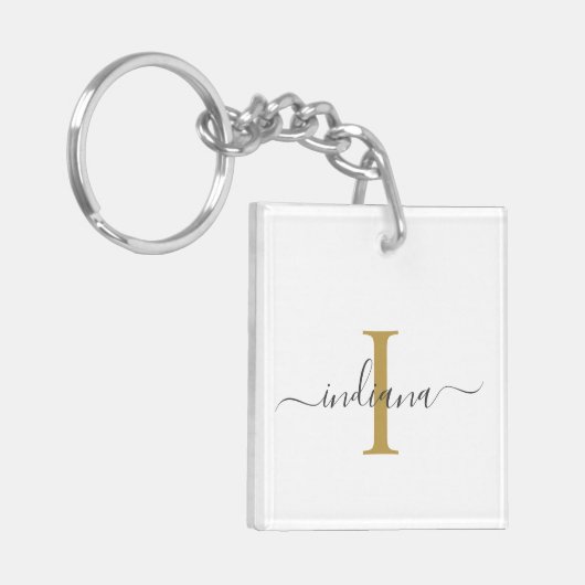 Elegant Monogram Script Naam Modern Sleutelhanger (Voorkant Links)