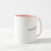 Elegant Monogram Script Naam Swash Twee-Tonig Tweekleurige Koffiemok (Voorkant rechts)