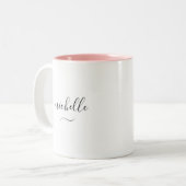 Elegant Monogram Script Naam Swash Twee-Tonig Tweekleurige Koffiemok (Voorkant links)