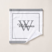 Elegant Monogram Script Name Bordered Bad Handdoek (Wasdoekje)