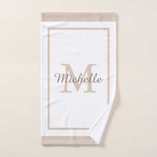 Elegant Monogram Script Name Bordered Bad Handdoek (Handdoek)