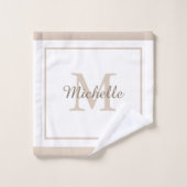 Elegant Monogram Script Name Bordered Bad Handdoek (Wasdoekje)