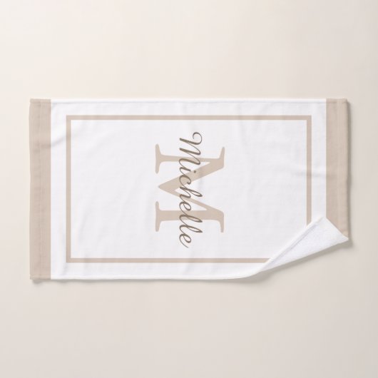 Elegant Monogram Script Name Bordered Bad Handdoek (Handdoek)