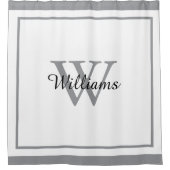 Elegant Monogram Script Name Bordered Douchegordijn (Voorkant)