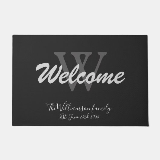 Elegant Monogram Script Name Chic Weddenschap Welk Deurmat (Voorkant)