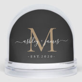 Elegant Monogram Script Name Custom Date Wedding Sneeuwbol (Voorkant)