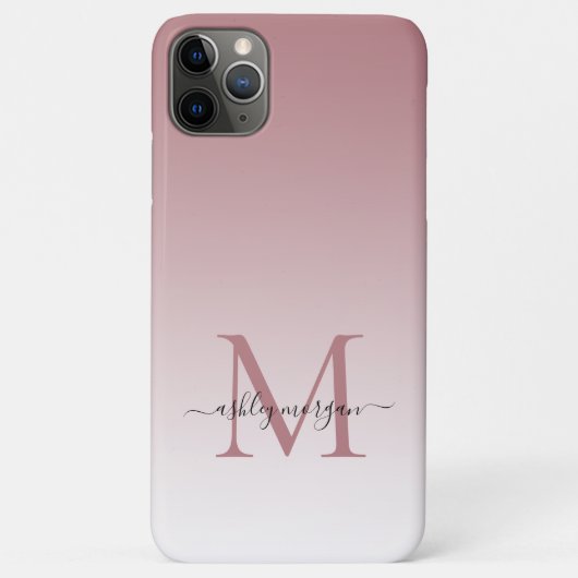 Elegant Monogram Script Name Dusty Roos Ombre Case-Mate iPhone Case (Achterkant)