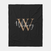 Elegant Monogram Script Name Gold Black Fleece Bl (Voorkant)