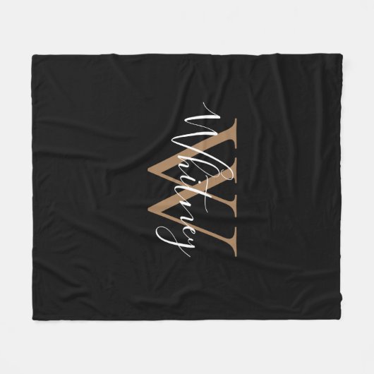 Elegant Monogram Script Name Gold Black Fleece Bl (Voorkant (Horizontaal))