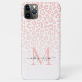 Elegant Monogram Script Name Pink Leopard Ombre Case-Mate iPhone Case