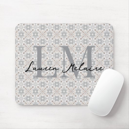 Elegant Monogram Script Name Spanish Tile Muismat (Met muis)