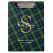 Elegant Monogram Script Name Sutherland Tartan Klembord (Voorkant)