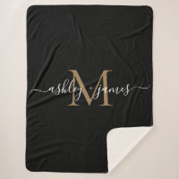 Elegant Monogram Script Namen Zwart Goud Pas getro