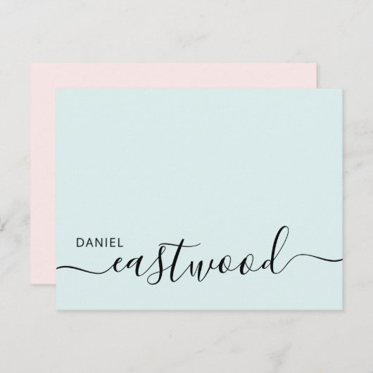 Elegant Monogram Script Notitiekaartje (Voorkant / Achterkant)