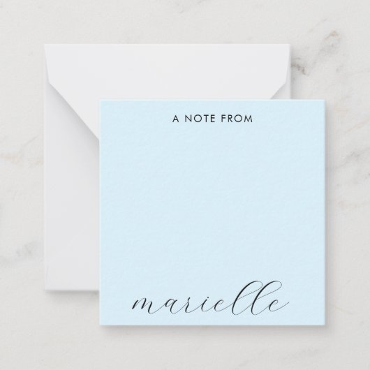 Elegant Monogram Script Pastelblauw Notitiekaartje (Voorkant)