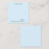 Elegant Monogram Script Pastelblauw Notitiekaartje (Voorkant / Achterkant)
