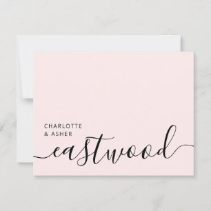 Elegant Monogram Script Roze Notitiekaartje