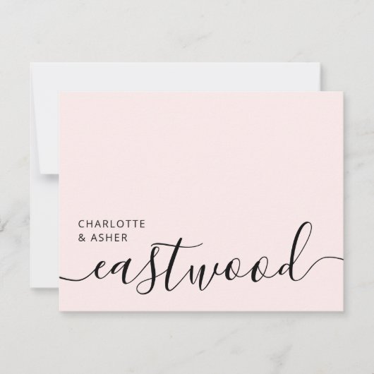 Elegant Monogram Script Roze Notitiekaartje (Voorkant)