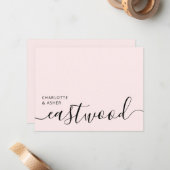 Elegant Monogram Script Roze Notitiekaartje (Voorkant / Achterkant in situ)