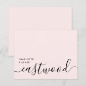 Elegant Monogram Script Roze Notitiekaartje (Voorkant / Achterkant)