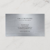 Elegant Monogram Script Silve Metal Shine Texture Visitekaartje (Achterkant)