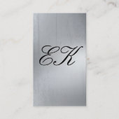 Elegant Monogram Script Silve Metal Shine Texture Visitekaartje (Voorkant)