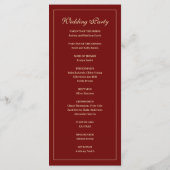 Elegant Monogram Script Wine Red Wedding Ceremony Programmakaart (Achterkant)