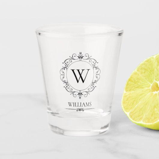 Elegant Monogram Shot Glas (Voorkant)