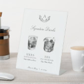 Elegant Monogram Signature Drinken Bruiloft Reclamebord Met Voetstuk (Insitu)